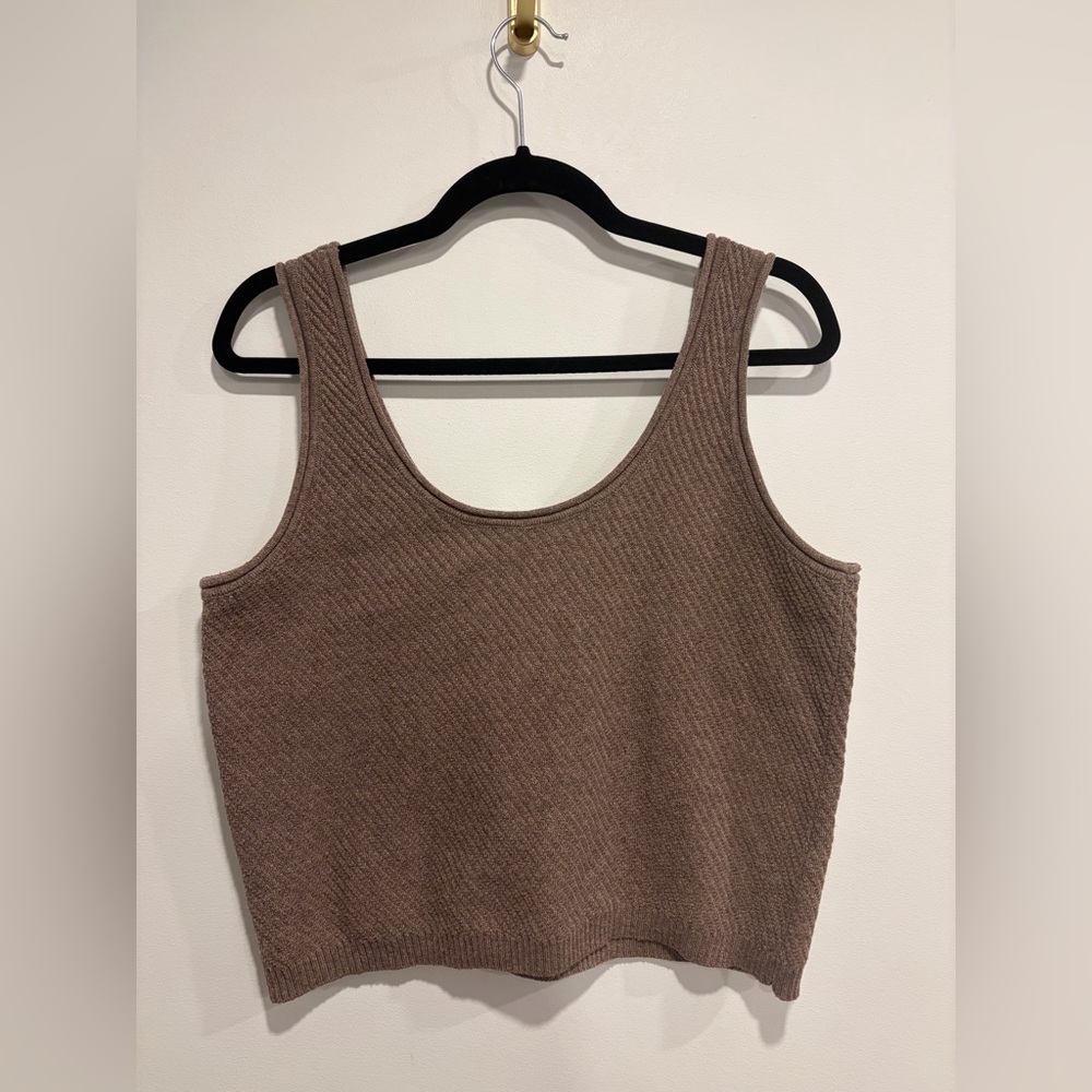 Gentle Fawn Brown Ribbed Knit Tank Top Sleeveless Minimalist Size M - Picture 5 of 7